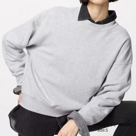 Uniqlo 100% Cotton Sweatshirt Light Grey NWT XS